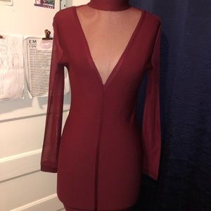 Burgundy bandage bodycon dress